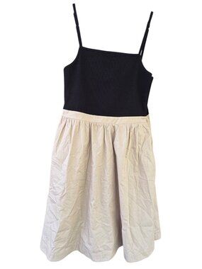 Maeve By Anthropologie Black & Beige Colorblock Midi Dress L Petite